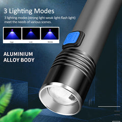 395nm UV Flashlight Blacklight Zoomable USB Rechargeable UV Light Ultraviolet Flashlight for Pet Urine Detection Resin Curing