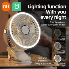 Xiaomi MIJIA 8000mAh Camping Fan Rechargeable Desktop Portable Air Circulator Wireless Ceiling Electric Fan LED Light Clipon New