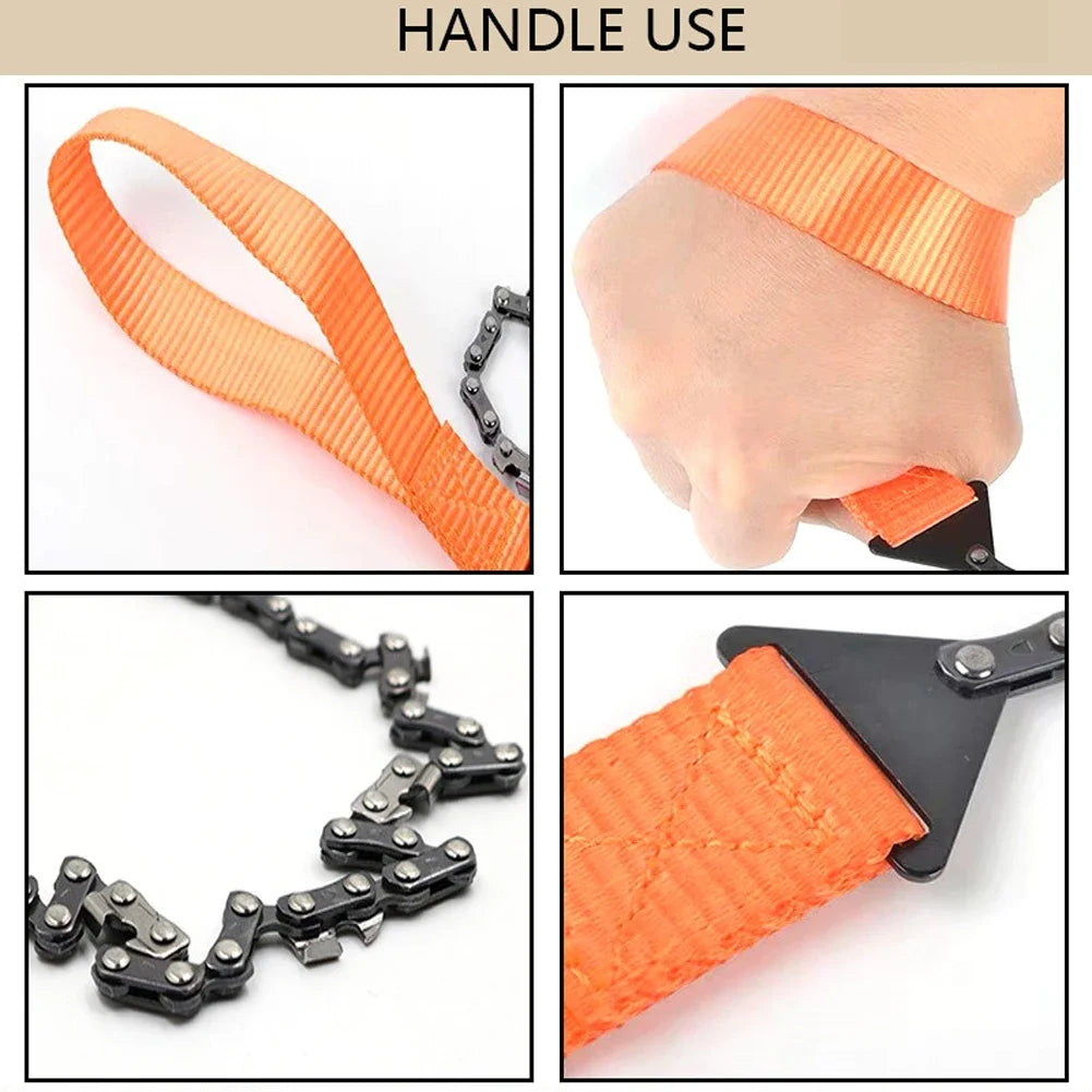 24 Inch Pocket Chain Saw Hand ChainSaw 65 Manganese Steel Outdoor Wood Cutting Chain Saw Emergency Camping Hiking Survival Tool