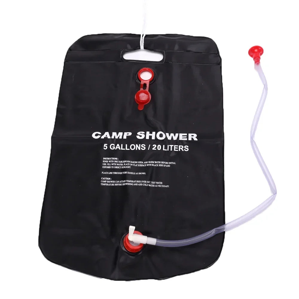 20L Portable Camping Shower Bag Outdoor Travel Hiking BBQ Cycling Beach Swimming Solar Heated Bathing Water Bag