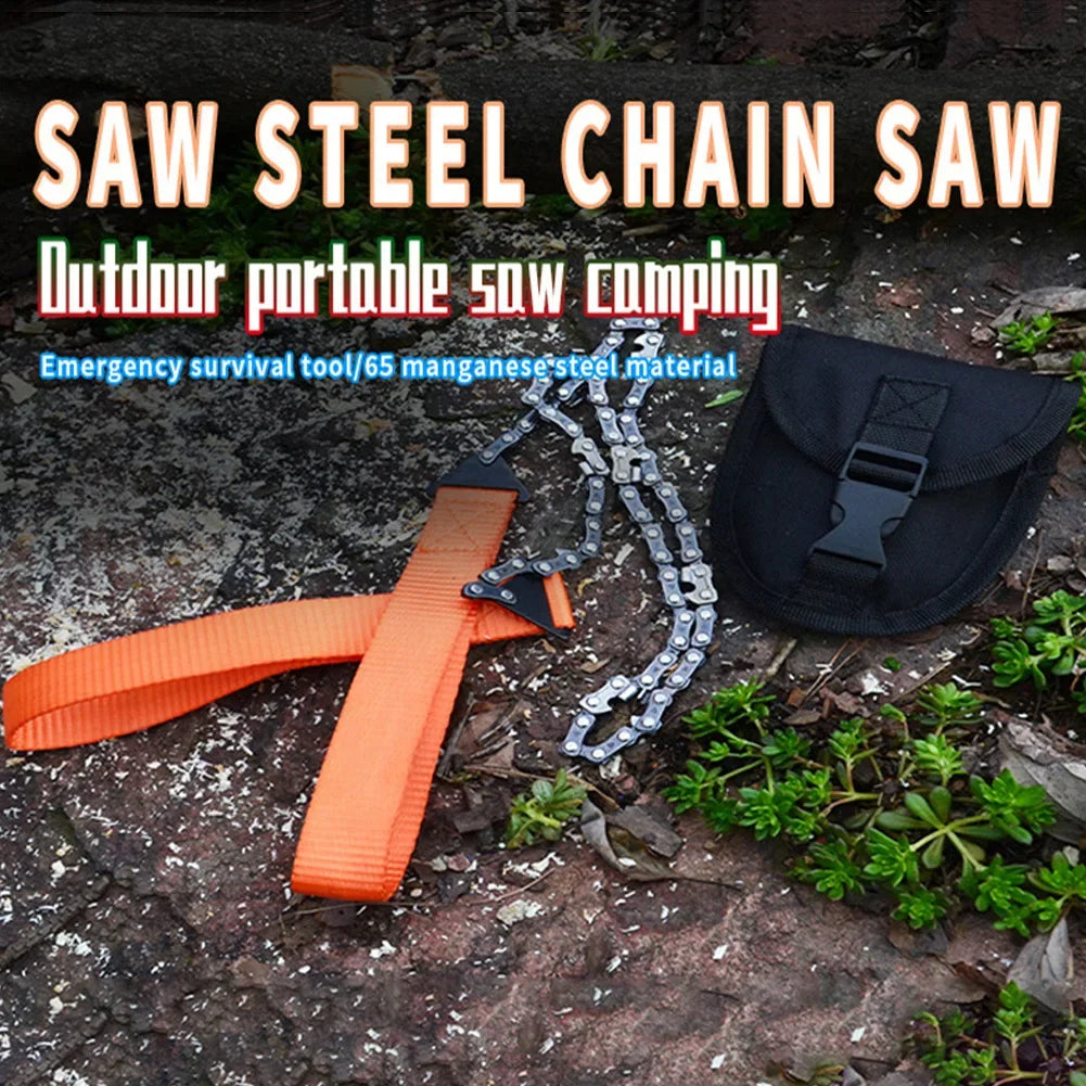 24 Inch Pocket Chain Saw Hand ChainSaw 65 Manganese Steel Outdoor Wood Cutting Chain Saw Emergency Camping Hiking Survival Tool