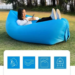 Foldable Sleeping Bag Camping Beach Accessories Inflatable Lounger Air Sofa Water Proof Couch For Hiking Picnic Outdoor Backyard