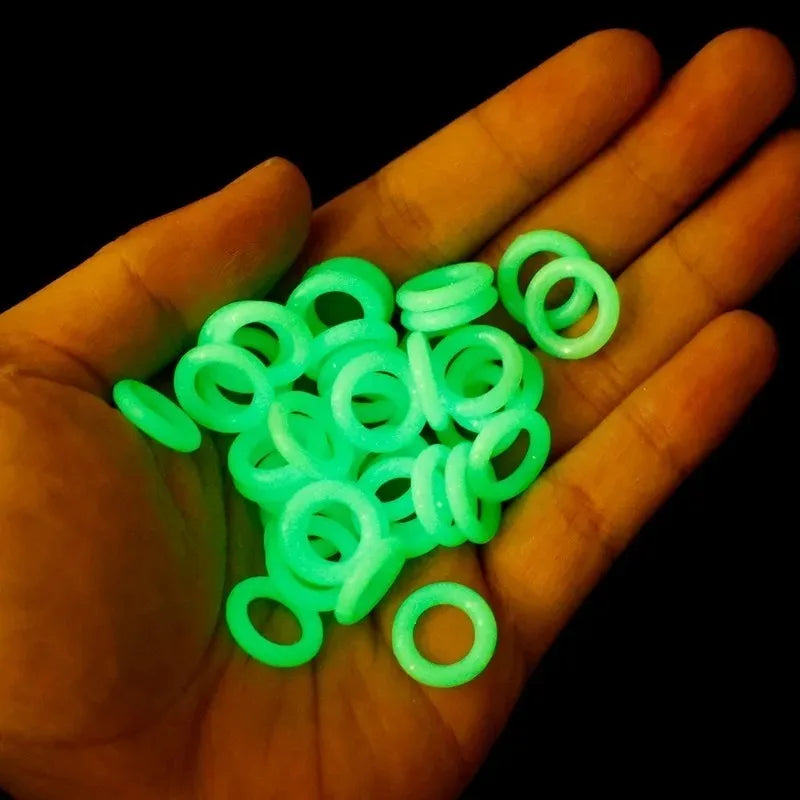 10/100PCS Fluorescent Silicone Tent Nail Ring Luminous O-shaped Fishing Rod Rings Night Light Outdoor Camping Tents Accessories