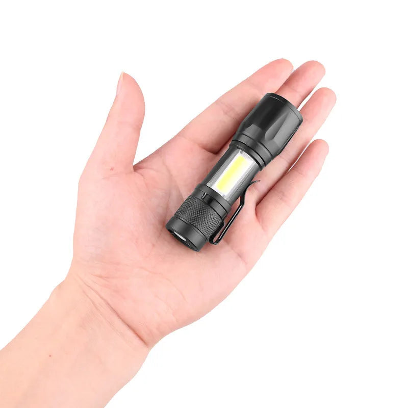 Mini Rechargeable LED Flashlight COB+XPE Portable Torch Camping Lantern Zoomable Focus Light Tactical Flashlight with Pen Clip